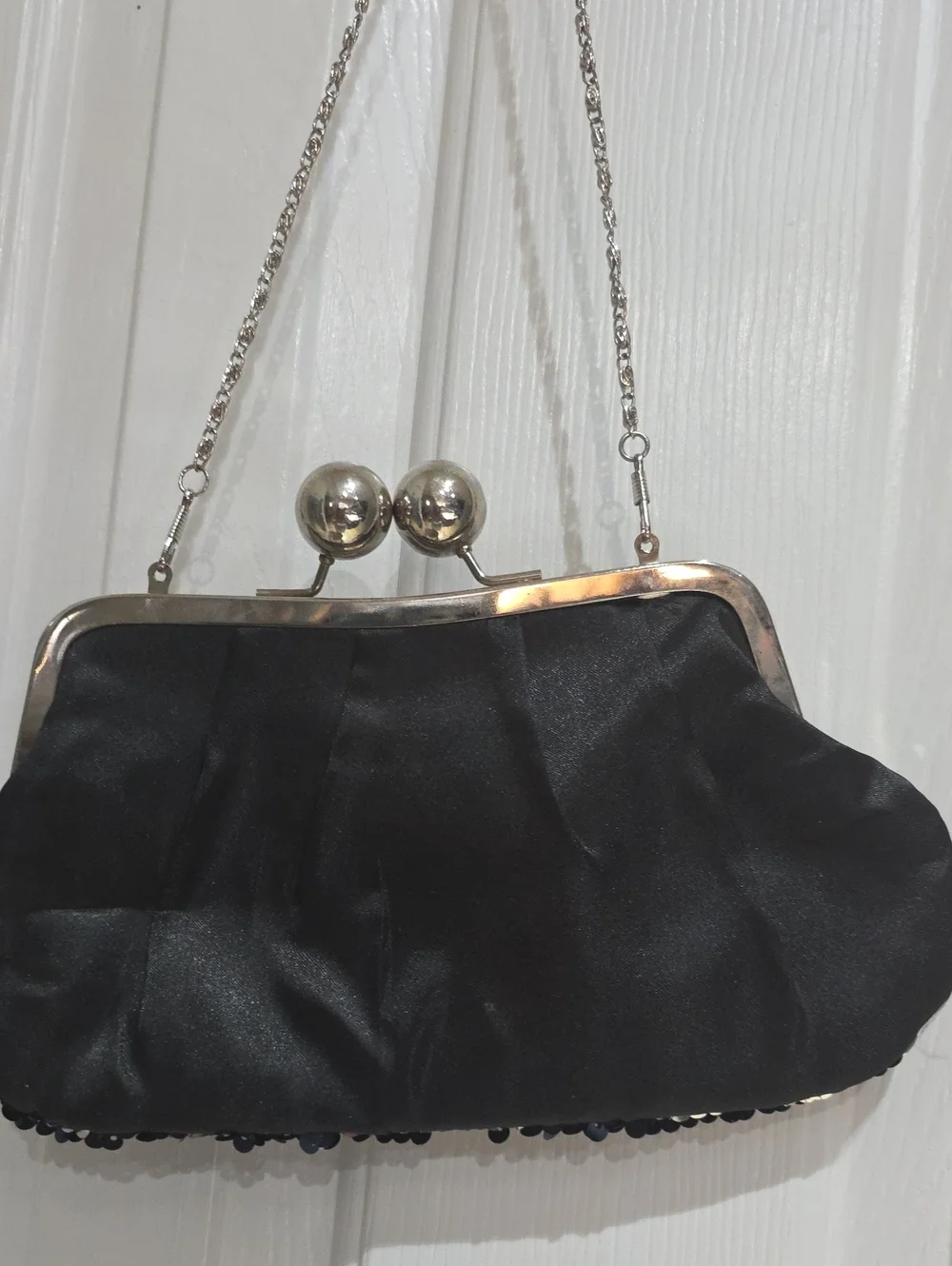 Sequin Evening Clutch Bag in Black and Silver